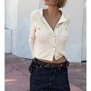 ZARA NWT Golden Button Knit Cardigan